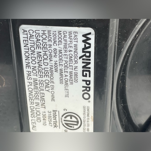 Waring Pro Breakfast Express WMR300 Rotating Belgian Waffle Omelet Stainless - Picture 8 of 9